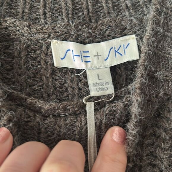 She + Sky Long Sleeve Knit Sweater Top with Waist Tie Size Large New with Tags - Picture 4 of 5